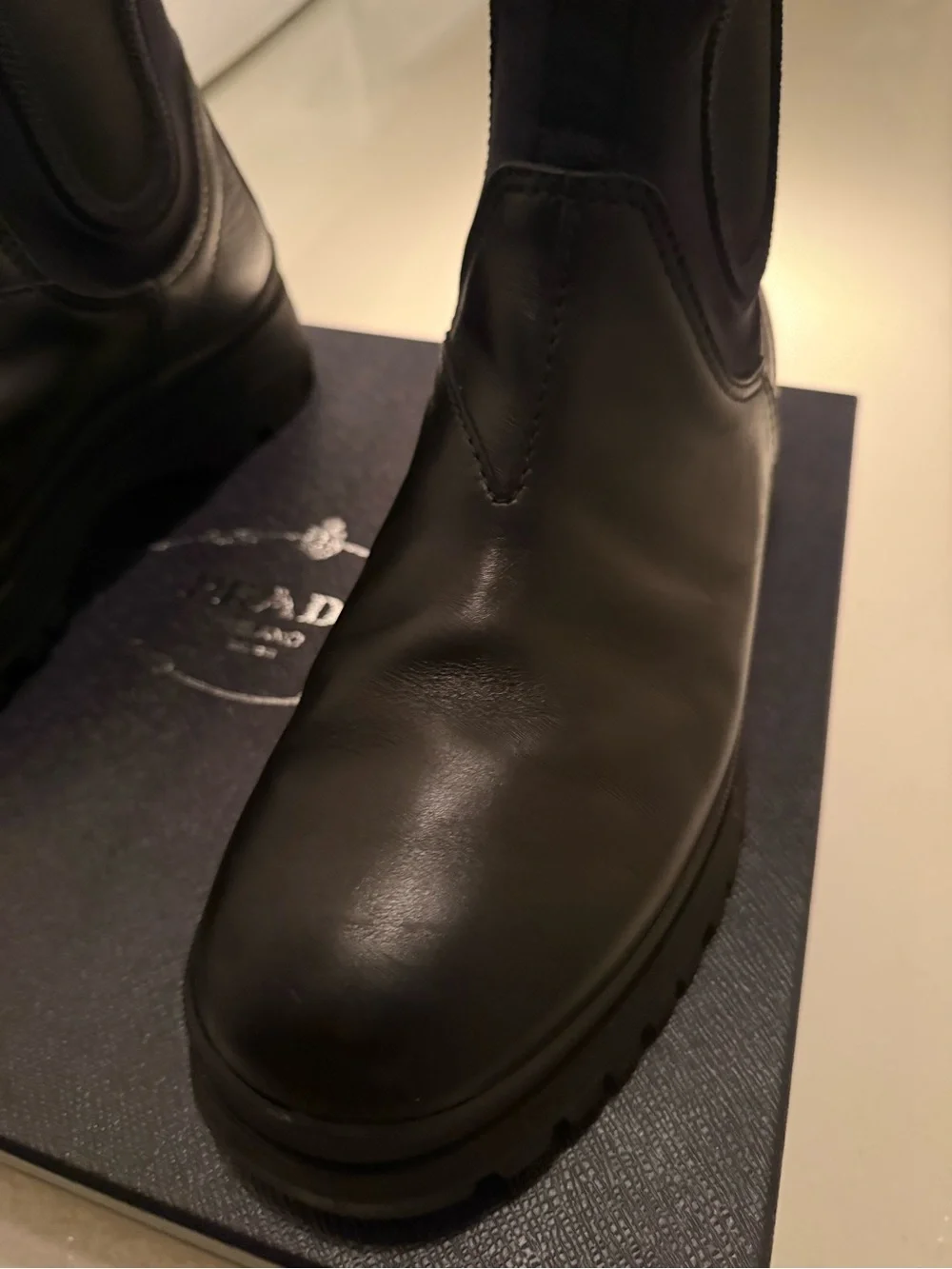 PRADA Men’s Leather Chelsea Boots Size 8.5